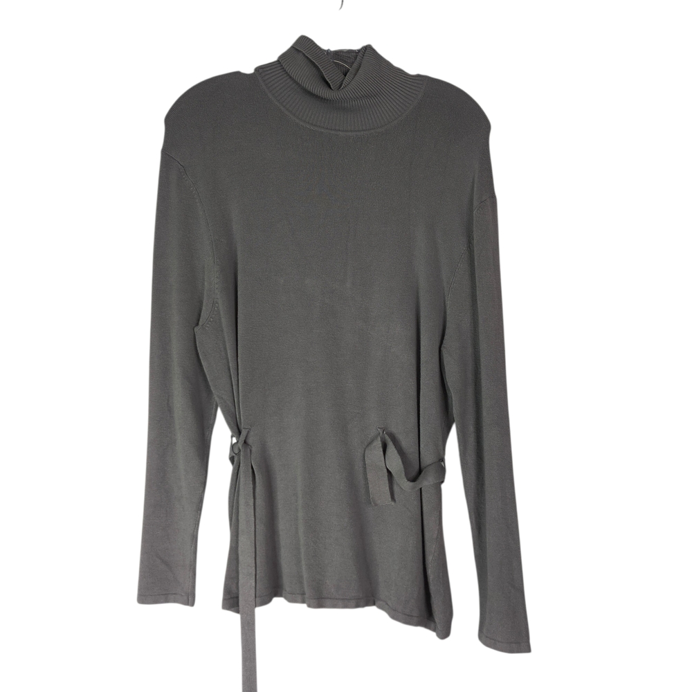 BCBGMaxAzria Sweater Women's 2X Gray Turtleneck Long Sleeve Stretch Belted